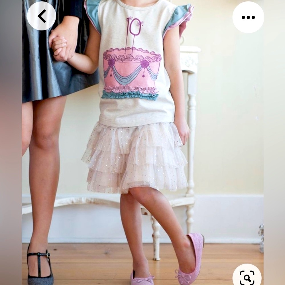 NWT 🇨🇦 Peekaboo Beans Birthday Cake Celebration Tee, Big Sister, Flutter Sleeve